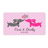 Dachshund Wedding Gift Label Labels personaliseren (Voorkant)