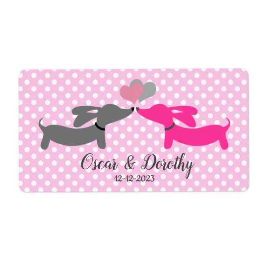 Dachshund Wedding Gift Label Labels personaliseren (Voorkant)