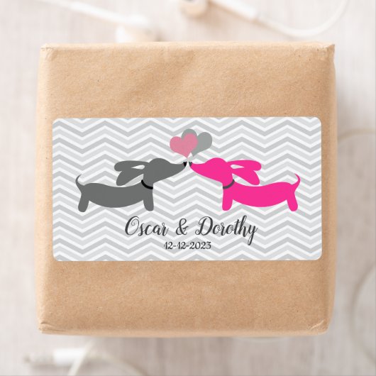 Dachshund Wedding Gift Label Labels personaliseren (Insitu)