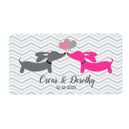 Dachshund Wedding Gift Label Labels personaliseren (Voorkant)