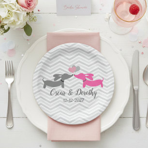 Dachshund Wedding Personaliseert papieren Borden Bordje