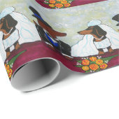 Dachshund Wedding Wrapping Paper Cadeaupapier (Rol Hoek)