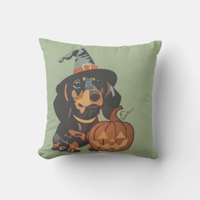 Dachshund Weenie Dog Halloween Kussen (Voorkant)