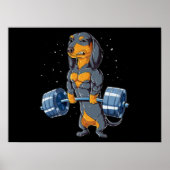 Dachshund Weightlift Fitness Gym Poster (Voorkant)