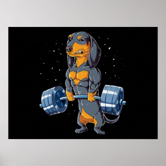 Dachshund Weightlift Fitness Gym Poster (Voorkant)