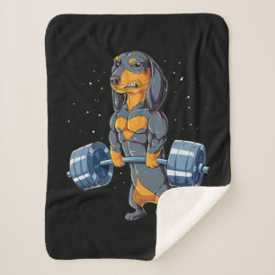 Dachshund Weightlift Fitness Gym Sherpa Deken