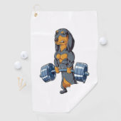 Dachshund Weightlift Golfhanddoek (Insitu)