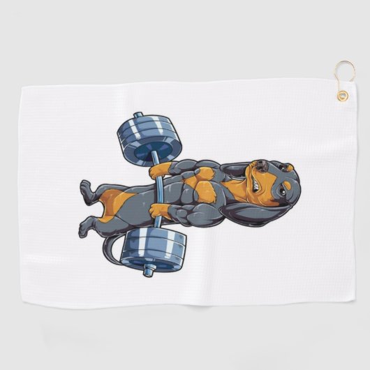 Dachshund Weightlift Golfhanddoek (Horizontaal)