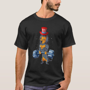 Dachshund Weightlift Museum Fun 4 juli unc T-shirt
