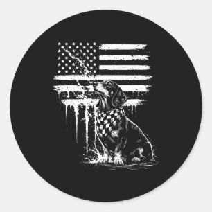 Dachshund weiner Amerikaanse vlag 4 juli doxie Ronde Sticker