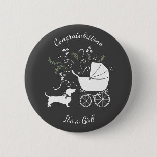 Dachshund Weiner Dog Baby shower Geslacht Neutraal Ronde Button 5,7 Cm