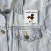 Dachshund Weiner Dog T-Shirt Vierkante Button 5,1 Cm (In situ)