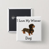 Dachshund Weiner Dog T-Shirt Vierkante Button 5,1 Cm (Voorkant /achterkant)