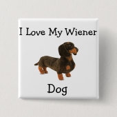 Dachshund Weiner Dog T-Shirt Vierkante Button 5,1 Cm (Voorkant)