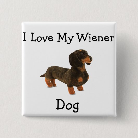 Dachshund Weiner Dog T-Shirt Vierkante Button 5,1 Cm (Voorkant)