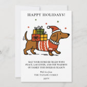 Dachshund Weiner Dog Ugly Sweater Holiday Feestdagenkaart (Voorkant)