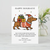 Dachshund Weiner Dog Ugly Sweater Holiday Feestdagenkaart (Staand voorkant)