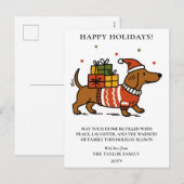 Dachshund Weiner Dog Ugly Sweater Holiday Feestdagenkaart (Voorkant / Achterkant)