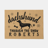 Dachshund Weiner Dog Winter Snow Burlap Custom Deurmat (Voorkant)