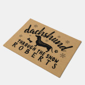 Dachshund Weiner Dog Winter Snow Burlap Custom Deurmat (Schuin)