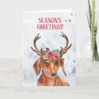 Dachshund Weiner Doxie Daxi Dog Floral Antlers Hol