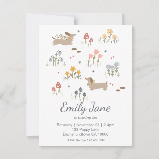 Dachshund Weiner Hondenliefhebbers Uitnodiging (Voorkant)