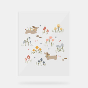Dachshund Weiner Hondenliefhebbers Wildflower Muur Acryl Bord