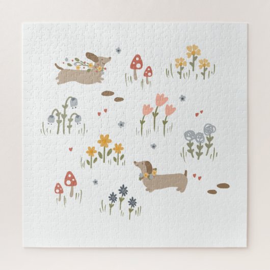 Dachshund Weiner Hondenliefhebbers Wildflower Muur Legpuzzel (Verticaal)