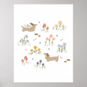 Dachshund Weiner Hondenliefhebbers Wildflower Muur Poster (Voorkant)