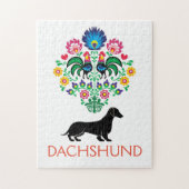 Dachshund Welcome hex Sign., geef tekst uit Legpuzzel (Verticaal)