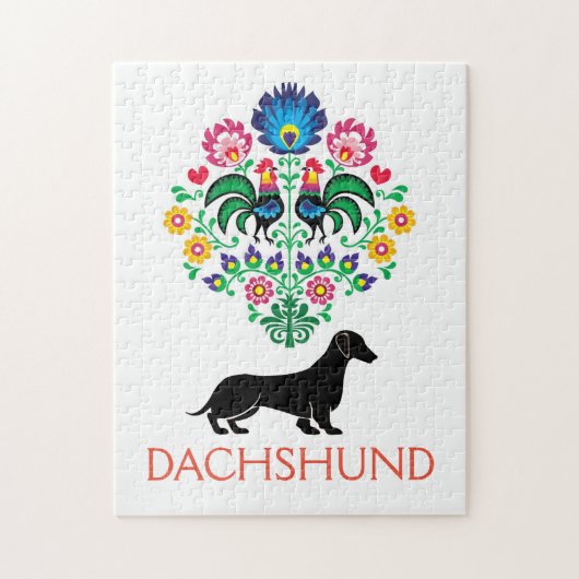 Dachshund Welcome hex Sign., geef tekst uit Legpuzzel (Verticaal)