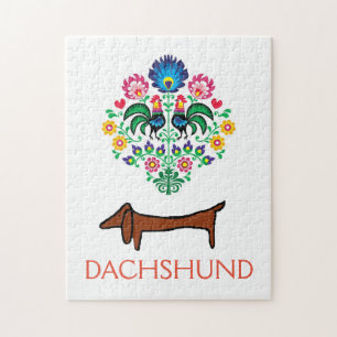 Dachshund Welcome hex Sign., geef tekst uit Legpuzzel