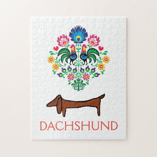 Dachshund Welcome hex Sign., geef tekst uit Legpuzzel (Verticaal)