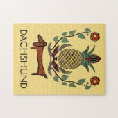 Dachshund Welcome Pineapple, bewerkt tekst Legpuzzel (Horizontaal)