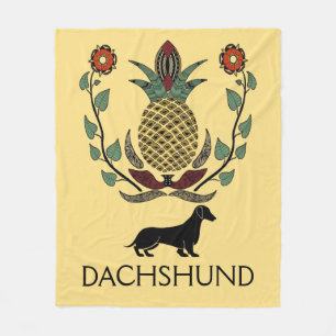Dachshund Welcome Pineapple Fleece Deken