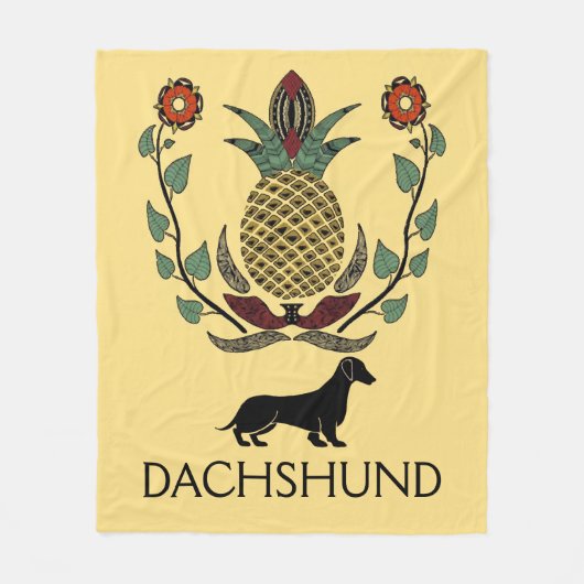 Dachshund Welcome Pineapple Fleece Deken (Voorkant)