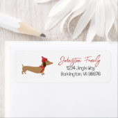 Dachshund Wensen Kerstmis Etiket (Insitu)
