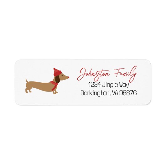Dachshund Wensen Kerstmis Etiket (Voorkant)