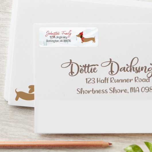 Dachshund Wensen Kerstmis Etiket