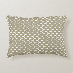 Dachshund White Silhouettes op Khaki Beige Decoratief Kussen