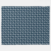Dachshund White Silhouettes op Navy Blue Fleece Deken (Voorkant (Horizontaal))