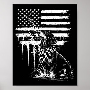 Dachshund wiener Amerikaanse vlag 4 juli doxie Poster