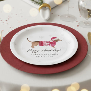 Dachshund Wiener Dog Aquarel Huisdier Winter Vakan Papieren Bordje