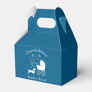 Dachshund Wiener Dog Baby shower Blue Boy Bedankdoosjes