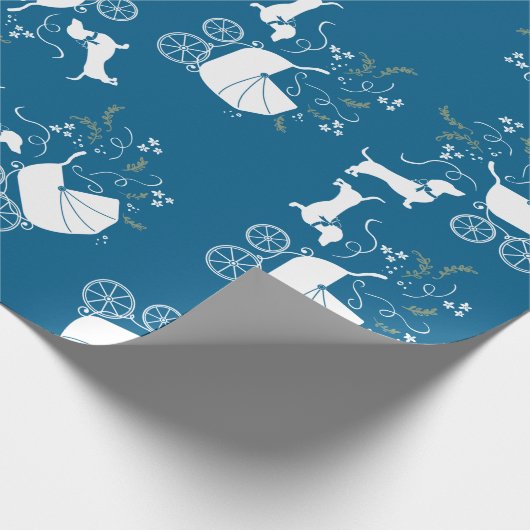Dachshund Wiener Dog Baby shower Blue Boy Cadeaupapier (Hoek)