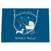 Dachshund Wiener Dog Baby shower Blue Boy Groot Cadeauzakje (Voorkant)
