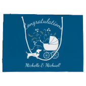 Dachshund Wiener Dog Baby shower Blue Boy Groot Cadeauzakje (Achterkant)