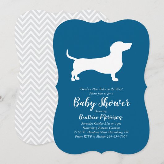 Dachshund Wiener Dog Baby shower Blue Boy Kaart (Voorkant / Achterkant)