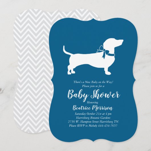 Dachshund Wiener Dog Baby shower Blue Boy Kaart (Voorkant / Achterkant)