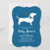 Dachshund Wiener Dog Baby shower Blue Boy Kaart (Voorkant)